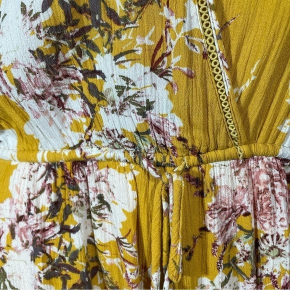 Chic Soul Mustard Floral Romper 2X (16-18) Plus Size Boho Festival - Picture 7 of 16